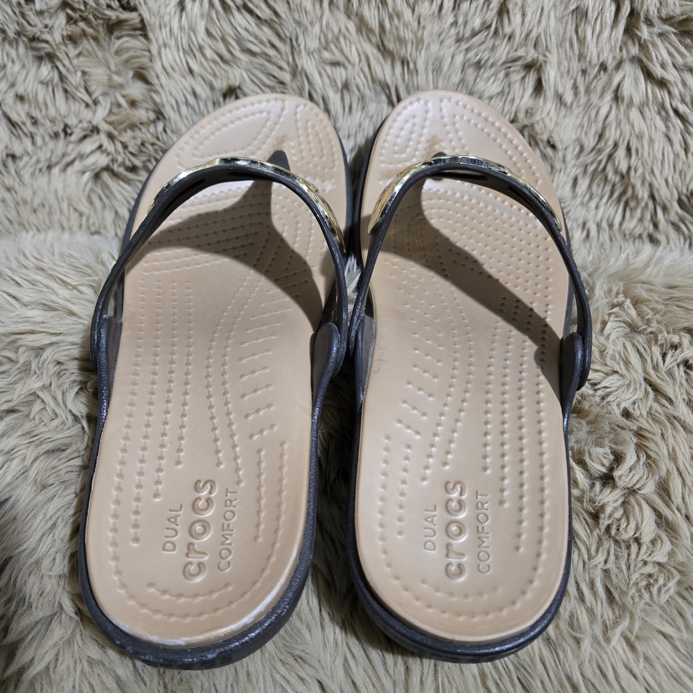 CROCS Black and Gold Women's Sandals - Picture 5 of 5